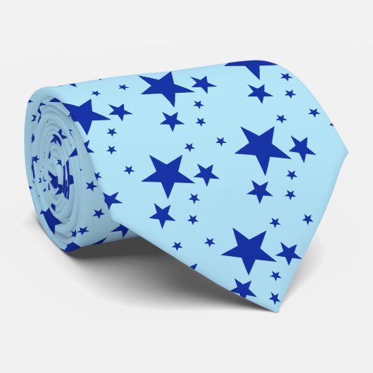Blue Stars Pattern Stropdas (Opgerold)