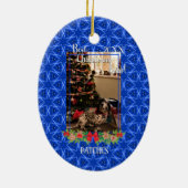 Blue Stars Pet Foto Sjabloon Beste Kerstmis ooit Keramisch Ornament (Achterkant)