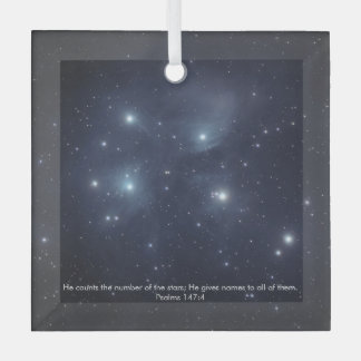 Blue Stars Psalmen Schrift Glas Ornament