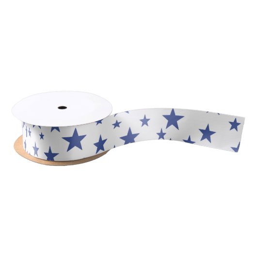 Blue Stars Ribbon Satijnen Lint (Spoel)