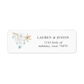 Blue Stars Rustic Holiday Retour Adreslabel Etiket (Voorkant)