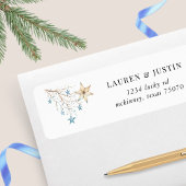Blue Stars Rustic Holiday Retour Adreslabel Etiket