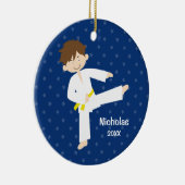 Blue Stars Taekwondo Karate Boy Personalized Keramisch Ornament (Rechts)