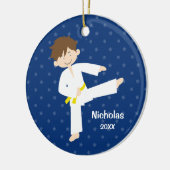 Blue Stars Taekwondo Karate Boy Personalized Keramisch Ornament (Links)