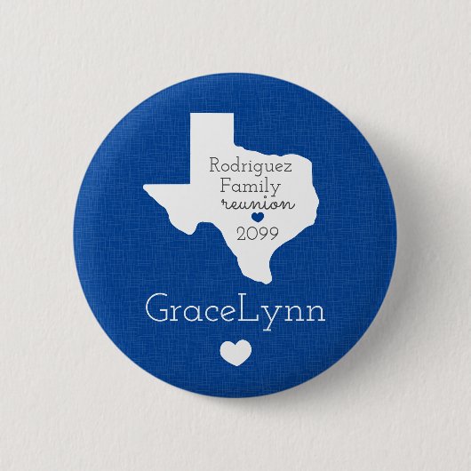 Blue State of Texas Family Reunion Button (Voorkant)