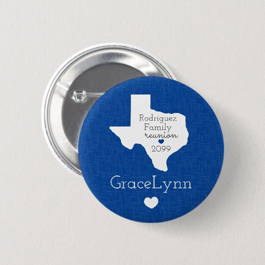 Blue State of Texas Family Reunion Button (Voorkant /achterkant)