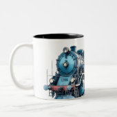  Blue Steam locomotief Tweekleurige Koffiemok (Links)