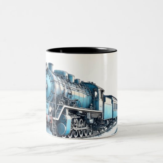  Blue Steam locomotief Tweekleurige Koffiemok (Center)