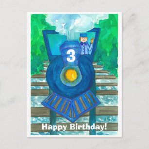 Blue Steam Train blij met derde verjaardag Briefkaart
