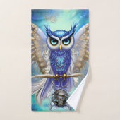 Blue Steampunk Owl Bad Handdoek (Handdoek)