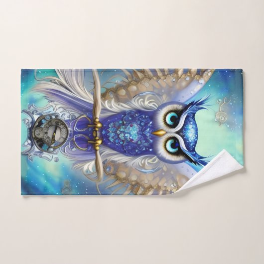 Blue Steampunk Owl Bad Handdoek (Handdoek)