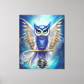 Blue Steampunk Owl Canvas Afdruk (Voorkant)