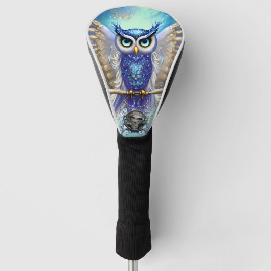 Blue Steampunk Owl Golfheadcover (Voorkant)