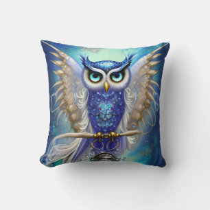 Blue Steampunk Owl Kussen