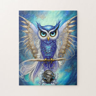 Blue Steampunk Owl Legpuzzel