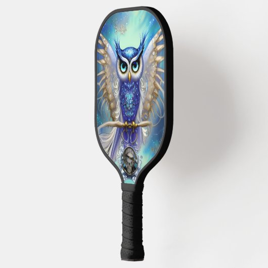 Blue Steampunk Owl Pickleball Paddle (Links)