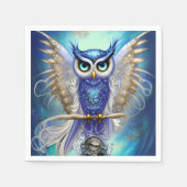 Blue Steampunk Owl Servet (Voorkant)