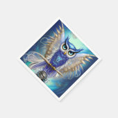 Blue Steampunk Owl Servet (Hoek)