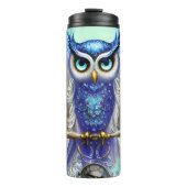 Blue Steampunk Owl Thermosbeker (Voorkant)