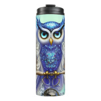 Blue Steampunk Owl