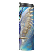Blue Steampunk Owl Thermosbeker (Geroteerd rechts)