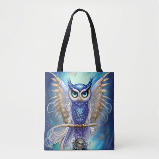 Blue Steampunk Owl Tote Bag (Voorkant)