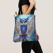 Blue Steampunk Owl Tote Bag (Dichtbij)