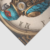  Blue Steampunk Parrot met Klok Tissuepapier (Detail)