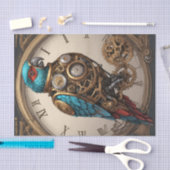  Blue Steampunk Parrot met Klok Tissuepapier (Craft)