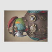 Blue Steampunk Parrot met Rood Pet Tissuepapier (Voorkant)