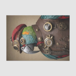  Blue Steampunk Parrot met Rood Pet Tissuepapier