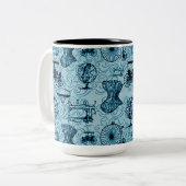 Blue Steampunk Pattern Coffee Mok (Voorkant links)