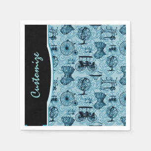 Blue Steampunk Pattern Napkins Servet