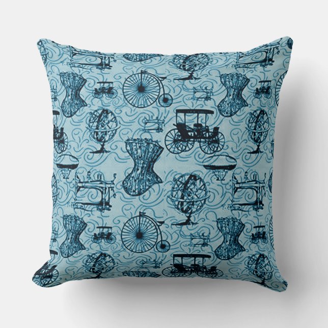 Blue Steampunk Pattern Sierkussen (Voorkant)