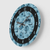 Blue Steampunk Pattern Wall klok (Hoek)