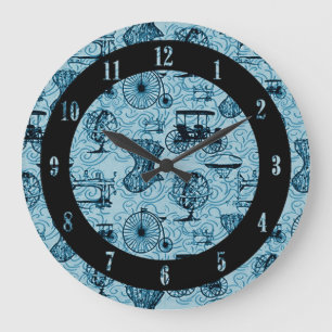Blue Steampunk Pattern Wall klok