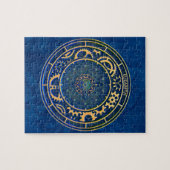 Blue Steampunk Retro Rusty Art Deco Clock Legpuzzel (Horizontaal)