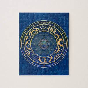 Blue Steampunk Retro  Rusty Art Deco Clock Legpuzzel