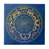Blue Steampunk Retro Rusty Art Deco Clock Tegeltje (Voorkant)