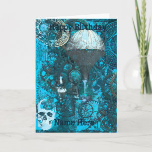 Blue Steampunk Wenskaart Kaart