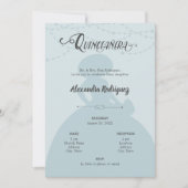 Blue & Steel Charro Silhouette Quinceanera Kaart (Voorkant)