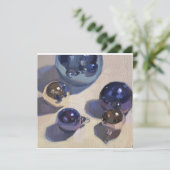 "Blue Steel" Platte blanco kerstkaart Kaart (Staand voorkant)