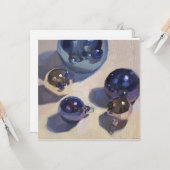 "Blue Steel" Platte blanco kerstkaart Kaart (Voorkant / Achterkant in situ)