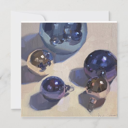 "Blue Steel" Platte blanco kerstkaart Kaart (Voorkant)