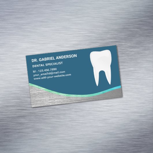 Blue Steel Tooth Dental Clinic Dentist Magnetisch Visitekaartje (Voorbeeld)
