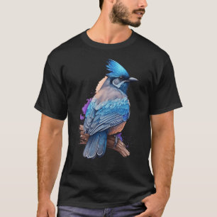 Blue Stellar Vogel Jay Artistieke Waterverf Natuur T-shirt