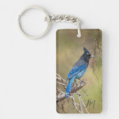 Blue Stellar's Jay Bird Schilderen Custom Initiale Sleutelhanger (Voorkant)