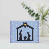 Blue Sterrennacht Christmas Nativity Briefkaart (Staand voorkant)