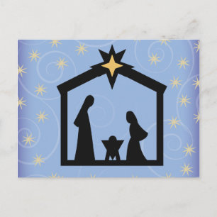 Blue Sterrennacht Christmas Nativity Briefkaart
