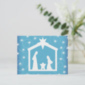 Blue Sterrennacht Christmas Nativity Briefkaart (Staand voorkant)